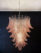 Aurora Chandelier Pink Murano Glass Leaves Cascading Romantic