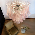 Aurora Chandelier Pink Murano Glass Leaves Cascading Romantic
