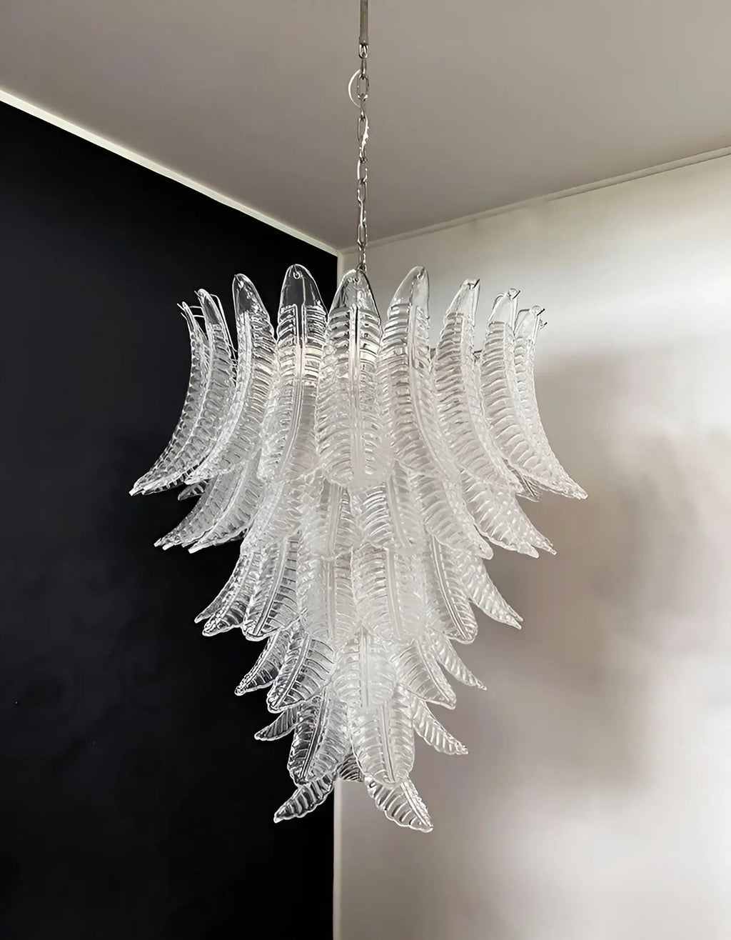 Aurora Chandelier Clear Glass Leaf Cascading Elegant