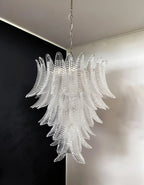 Aurora Chandelier Clear Glass Leaf Cascading Elegant