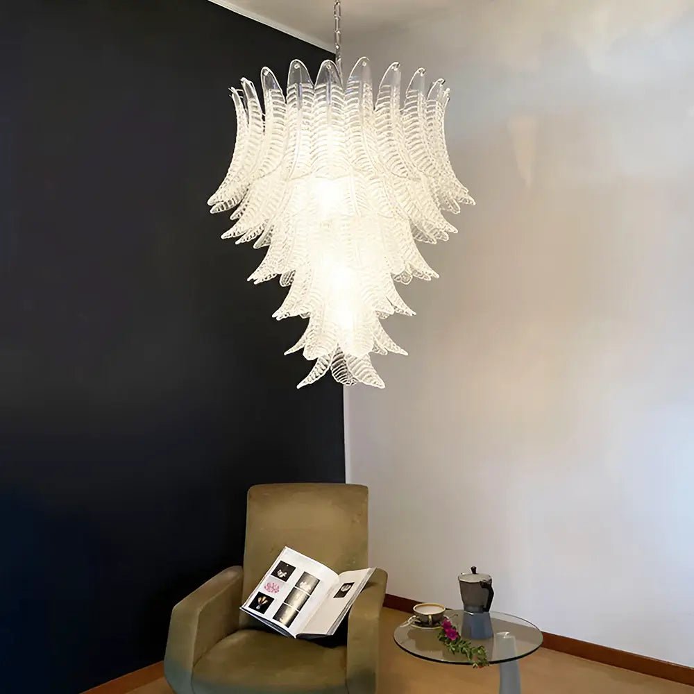 Aurora Chandelier Clear Glass Leaf Cascading Elegant