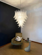 Aurora Chandelier Clear Glass Leaf Cascading Elegant