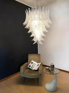 Aurora Chandelier Clear Glass Leaf Cascading Elegant