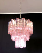 Aurora Chandelier Pink Glass Tubes Layered Modern