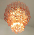 Aurora Chandelier Pink Glass Tubes Layered Modern