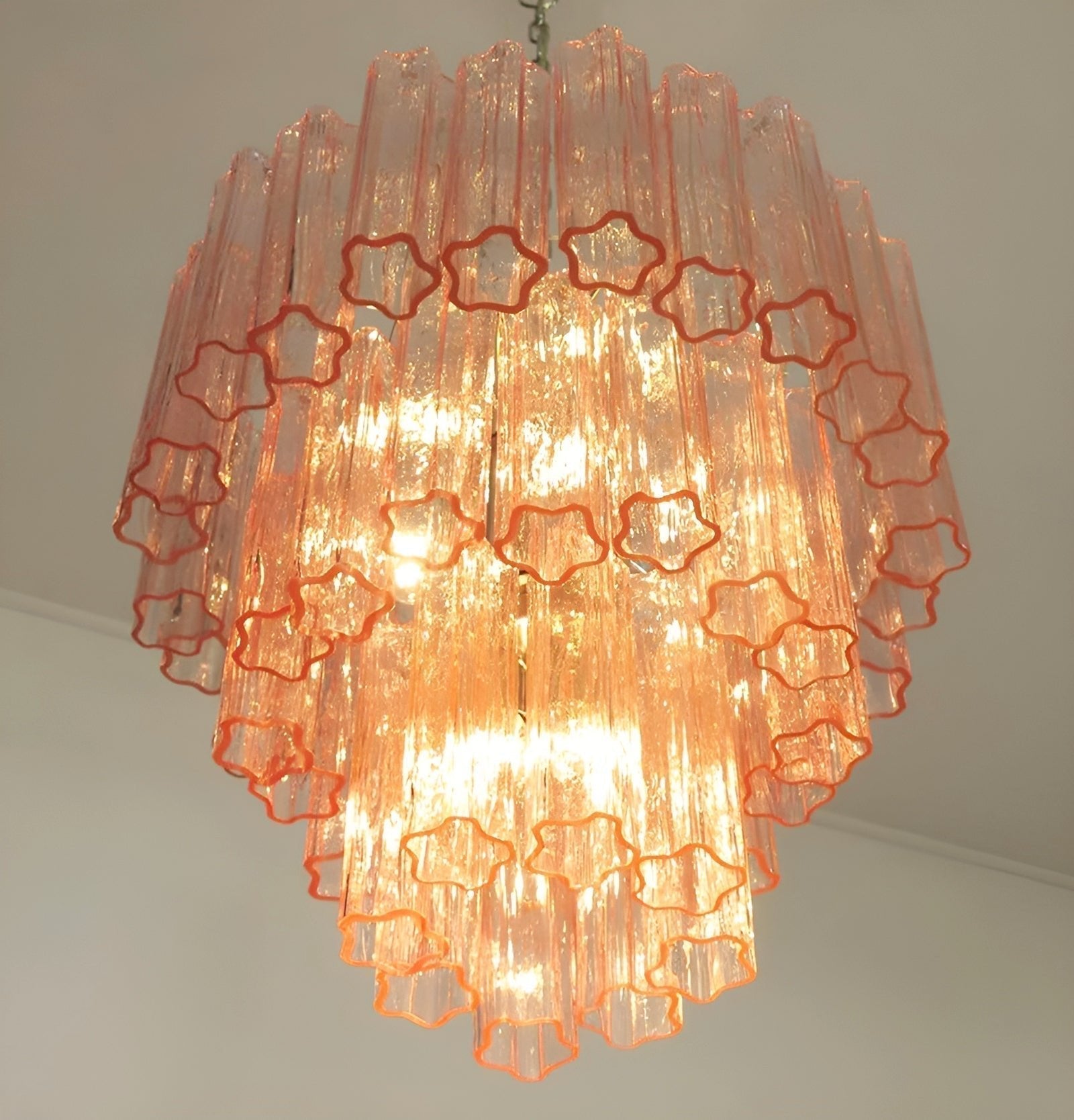 Aurora Chandelier Pink Glass Tubes Layered Modern