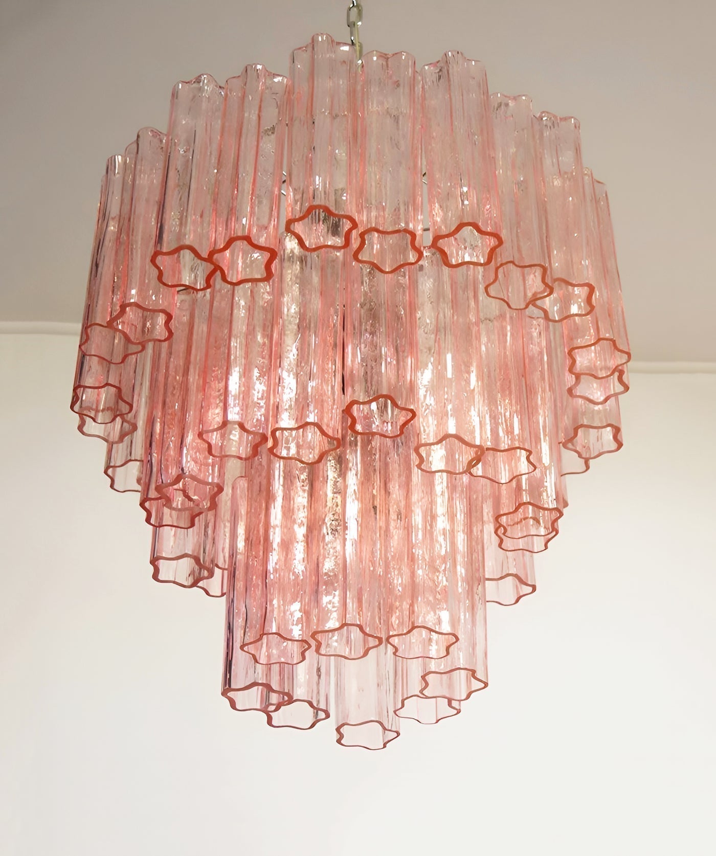 Aurora Chandelier Pink Glass Tubes Layered Modern