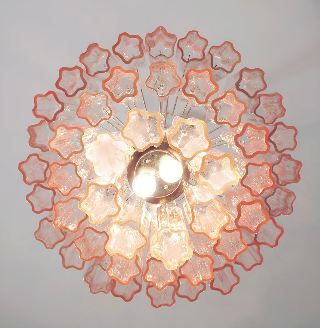 Aurora Chandelier Pink Glass Tubes Layered Modern