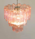 Aurora Chandelier Pink Glass Tubes Layered Modern