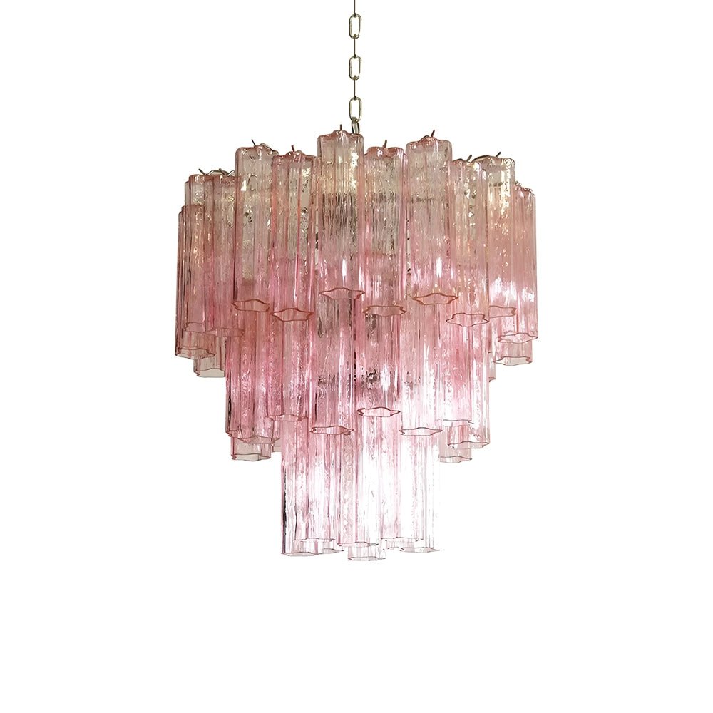Aurora Chandelier Pink Glass Tubes Layered Modern