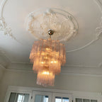 Aurora Chandelier Pink Glass Tubes Layered Modern