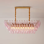 Aurora Chandelier Rose Prism Glass Rectangular Layered
