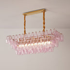 Aurora Chandelier Rose Prism Glass Rectangular Layered