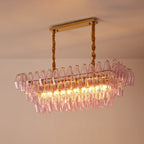 Aurora Chandelier Rose Prism Glass Rectangular Layered