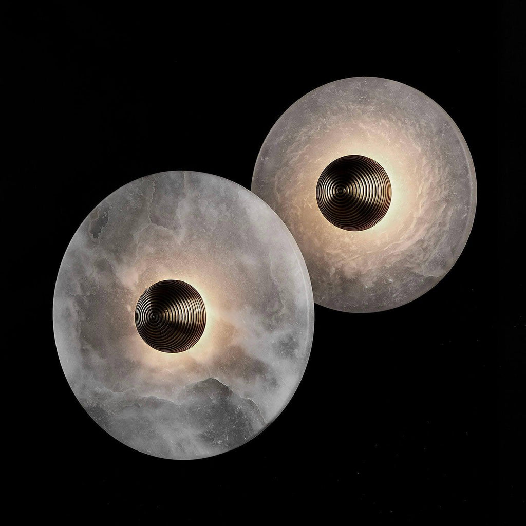 Round Wall Lamp Alabaster Cluster Trio