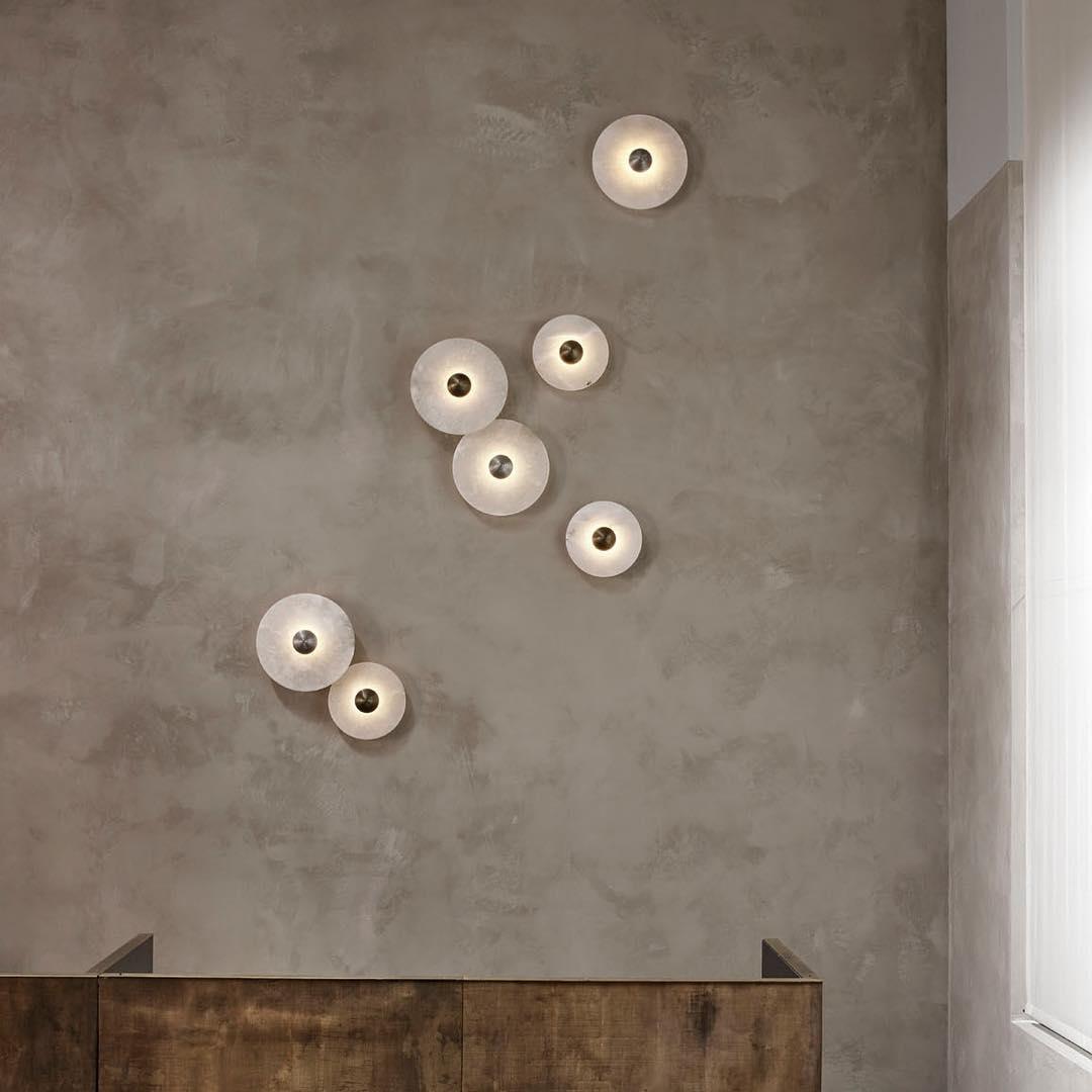 Round Wall Lamp Alabaster Cluster Trio