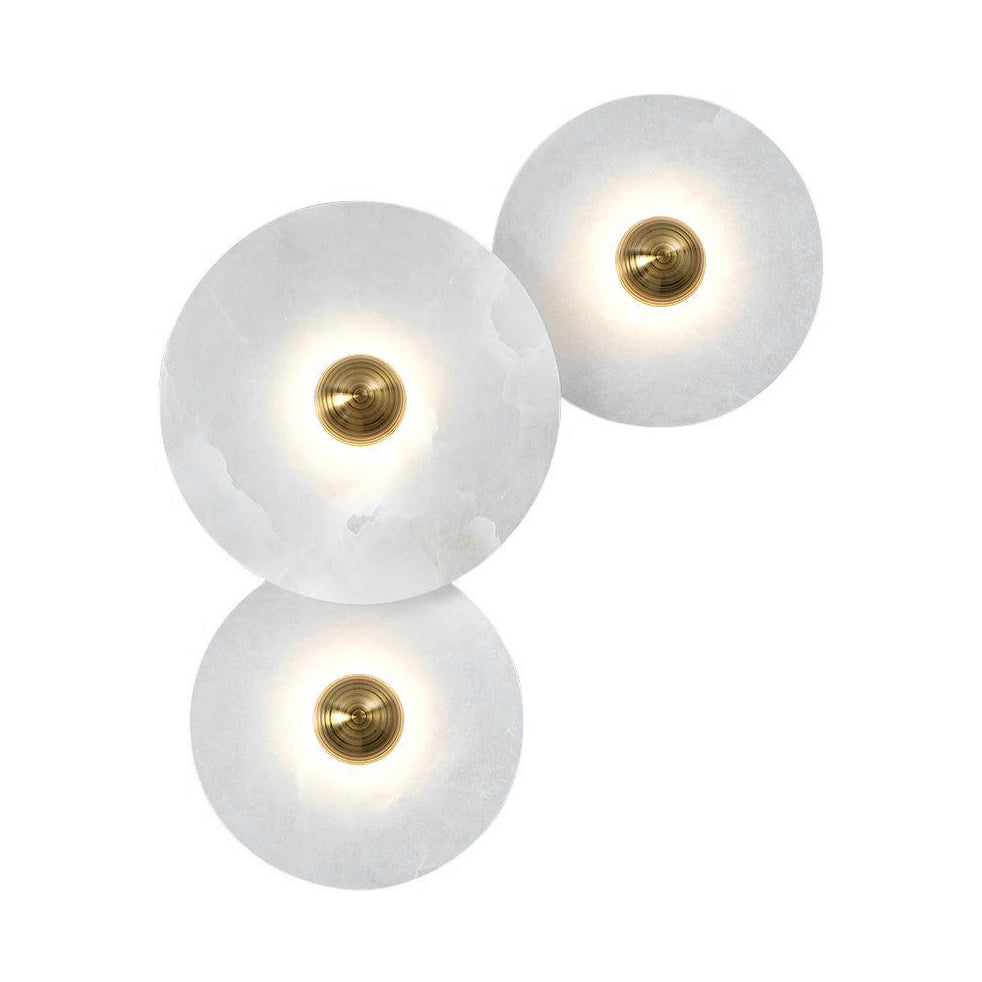 Round Wall Lamp Alabaster Cluster Trio