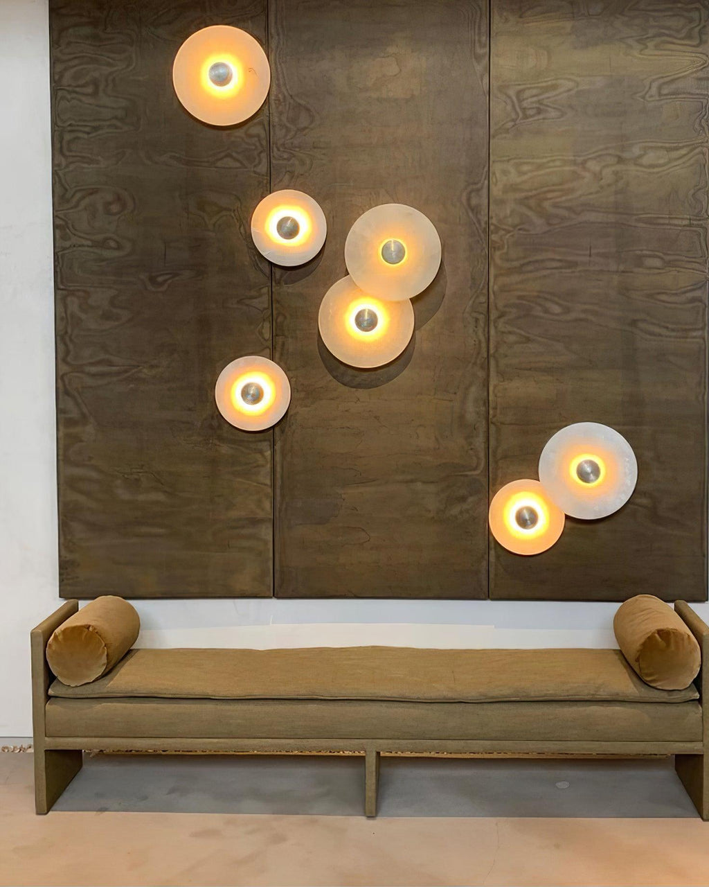 Round Wall Lamp Alabaster Cluster Trio