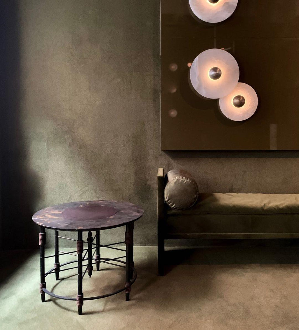 Round Wall Lamp Alabaster Cluster Trio