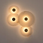 Round Wall Lamp Alabaster Fluted Brass