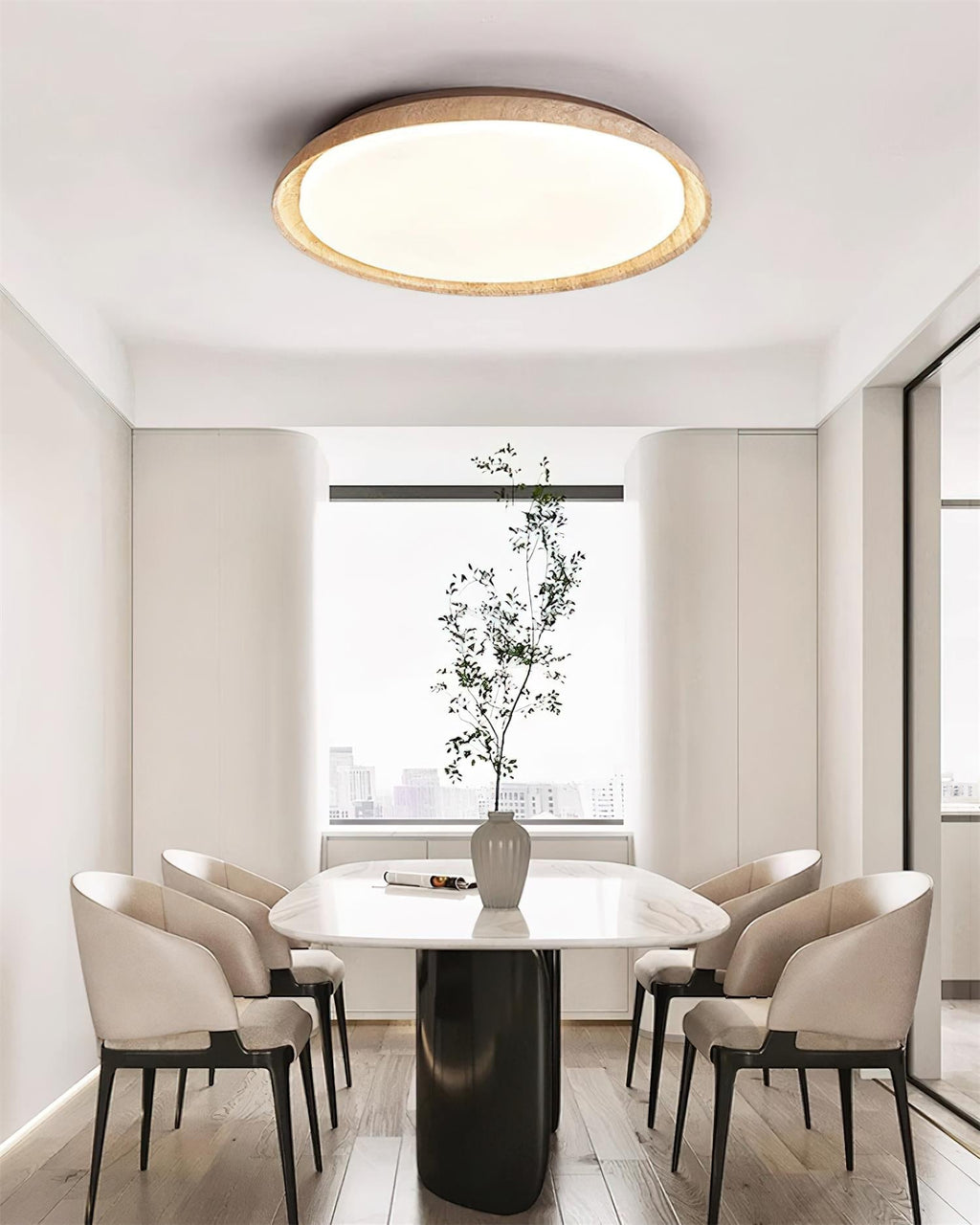 Halo Round Travertine Ceiling Light