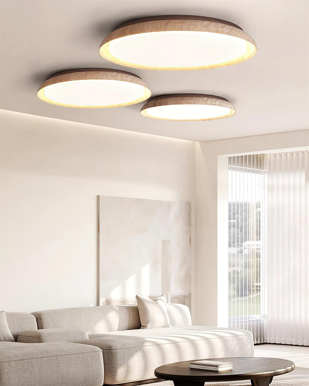 Halo Round Travertine Ceiling Light