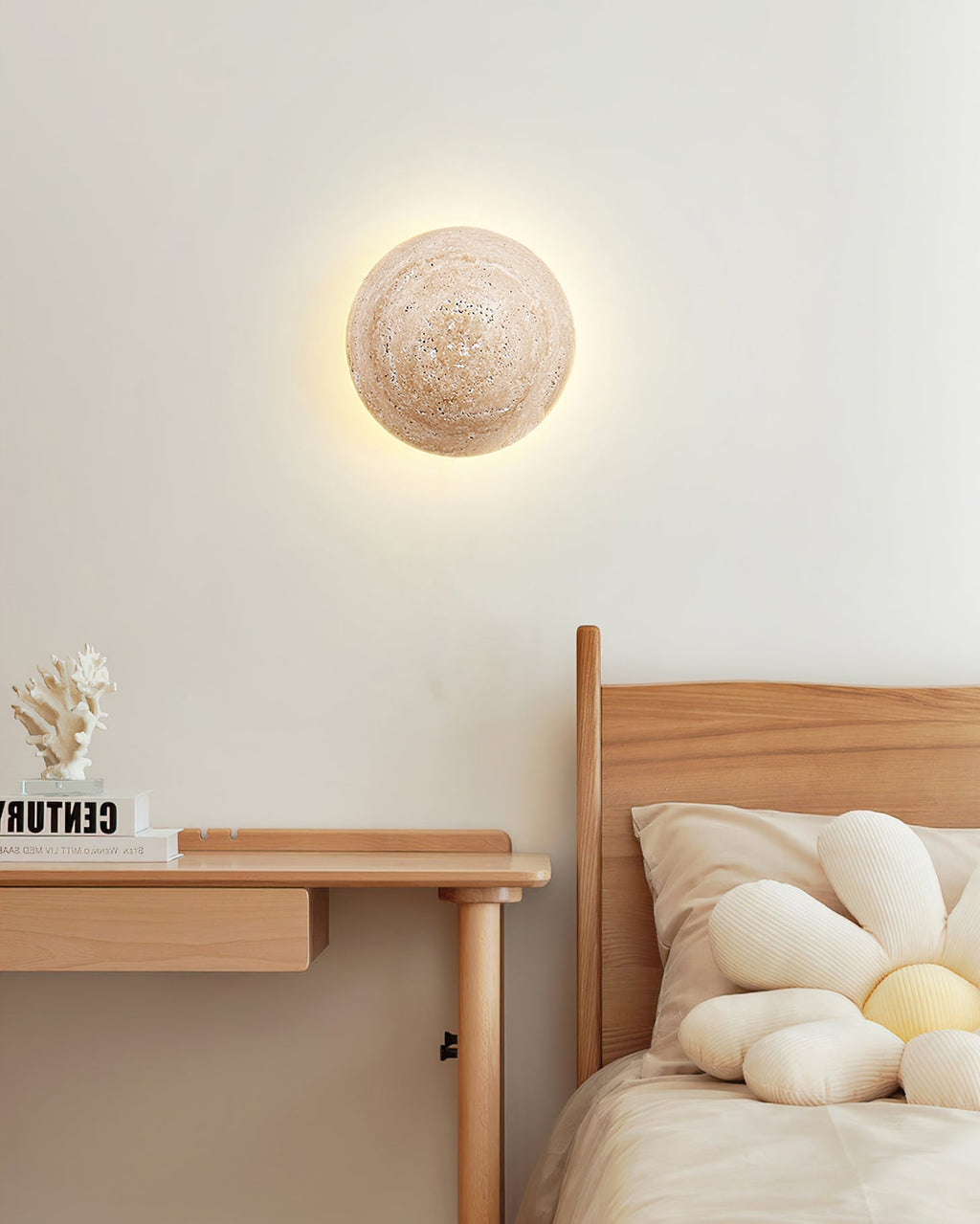 Ritta Round Travertine Wall Lamp