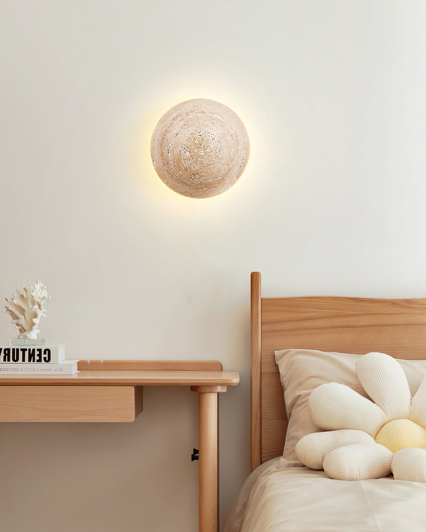 Ritta Round Travertine Wall Lamp