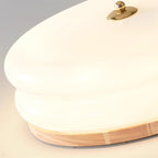 Ceiling Light Double-Layer Glass Disc Walnut Wood Minimalist