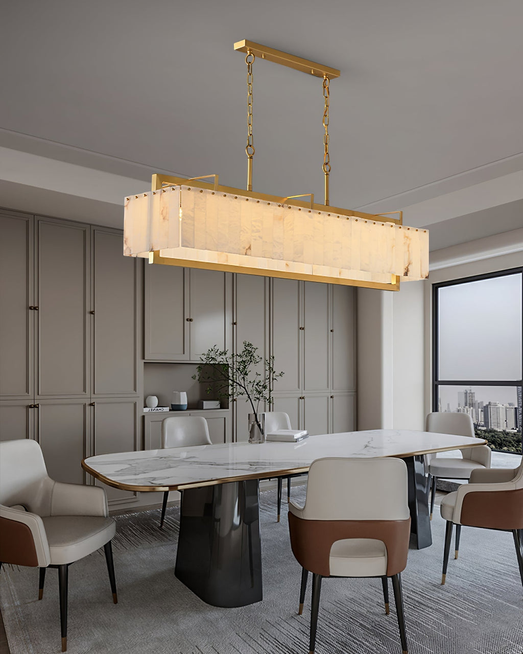 Ruben Chandelier Alabaster Rectangular Luxe