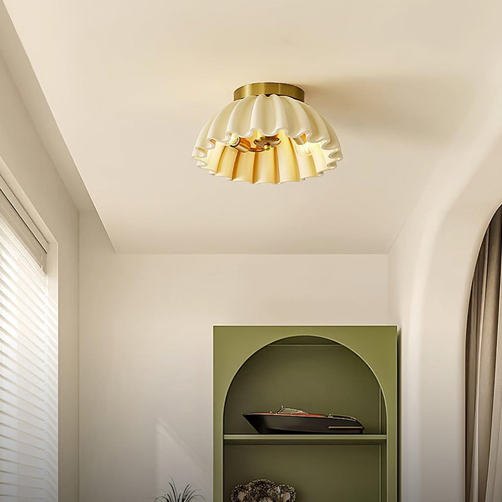 Ceiling Light HDPE Ruffle Canopy Metal Body Modern Minimalist