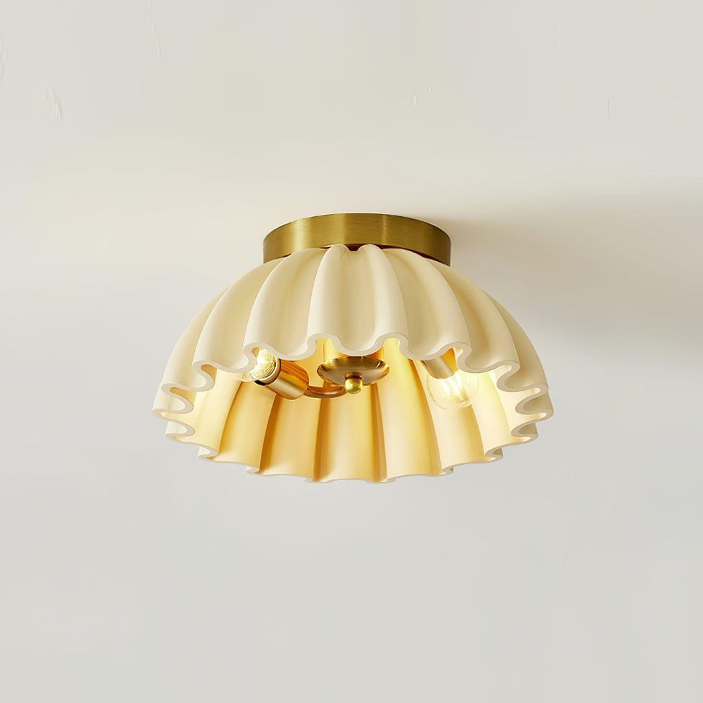 Ceiling Light HDPE Ruffle Canopy Metal Body Modern Minimalist