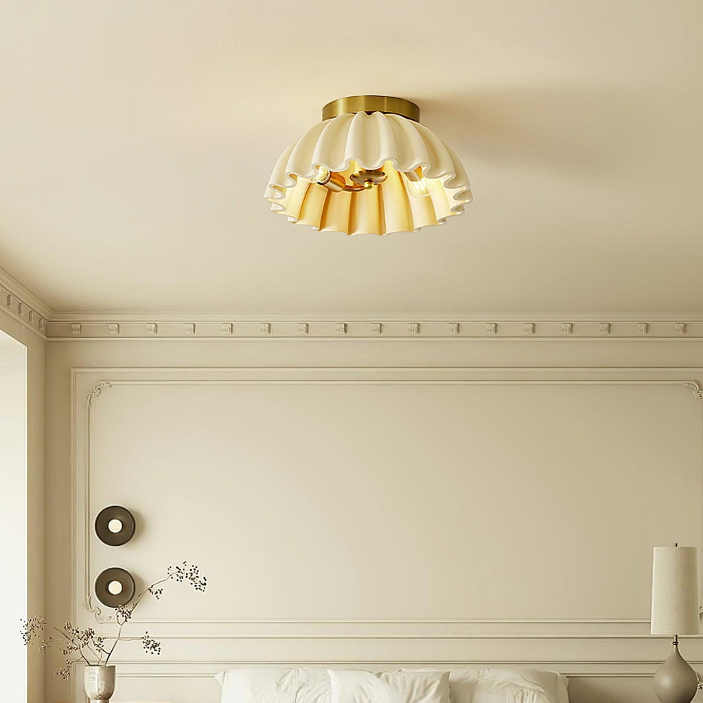 Ceiling Light HDPE Ruffle Canopy Metal Body Modern Minimalist
