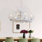 Silva Rustic Antler Metal/Resin Chandelier White Dining Room