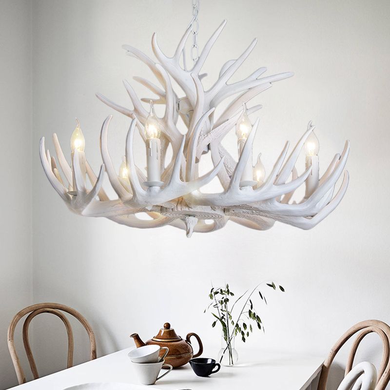 Silva Rustic Antler Metal/Resin Chandelier White Dining Room