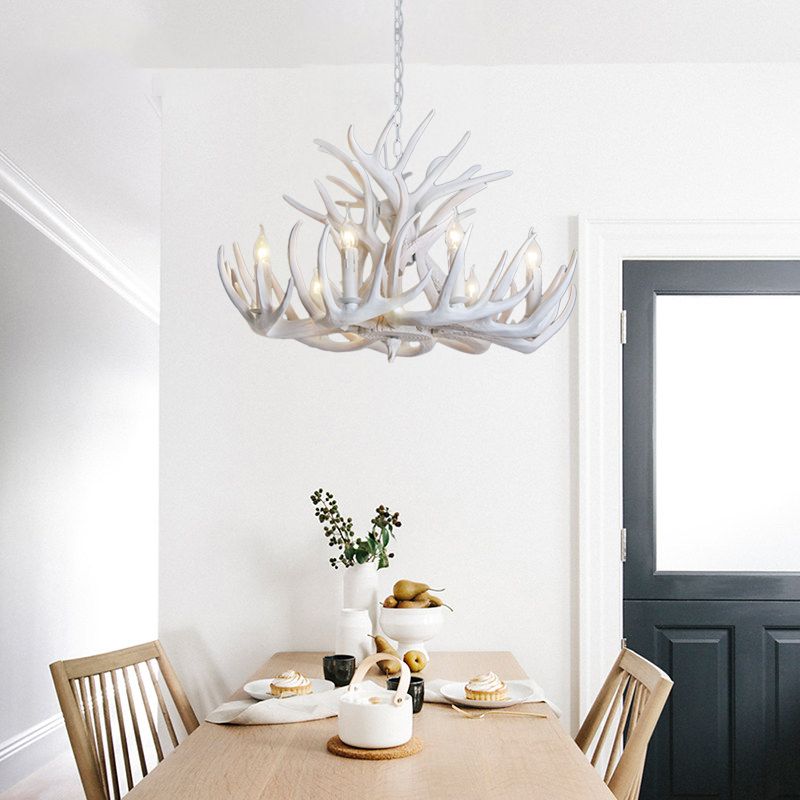 Silva Rustic Antler Metal/Resin Chandelier White Dining Room