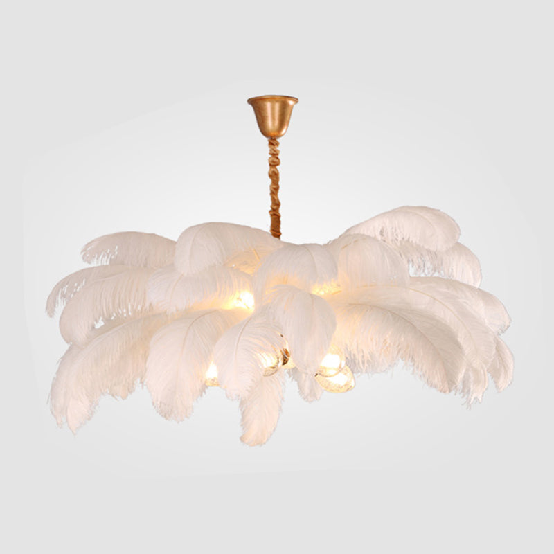 O'Moore Nordic Luxury Pendant Light, Brass/Feather