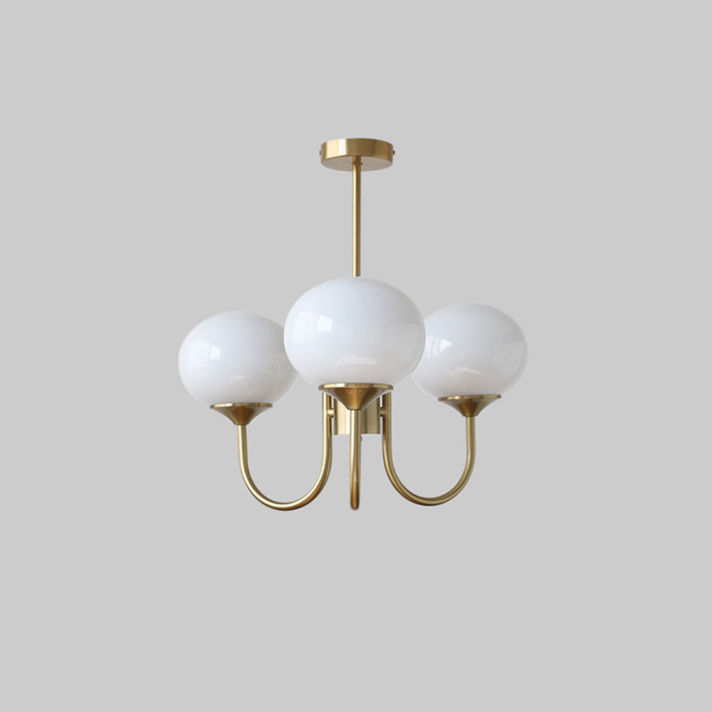 Valentina Retro Art Deco Globe Chandelier, White/Pink/Beige