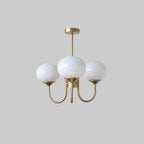 Valentina Retro Art Deco Globe Chandelier, White/Pink/Beige