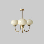 Valentina Retro Art Deco Globe Chandelier, White/Pink/Beige