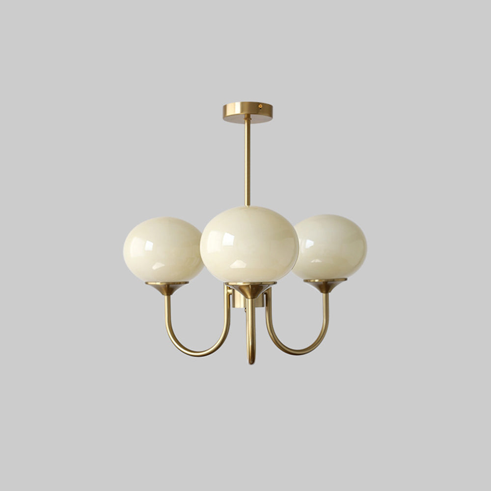Valentina Retro Art Deco Globe Chandelier, White/Pink/Beige