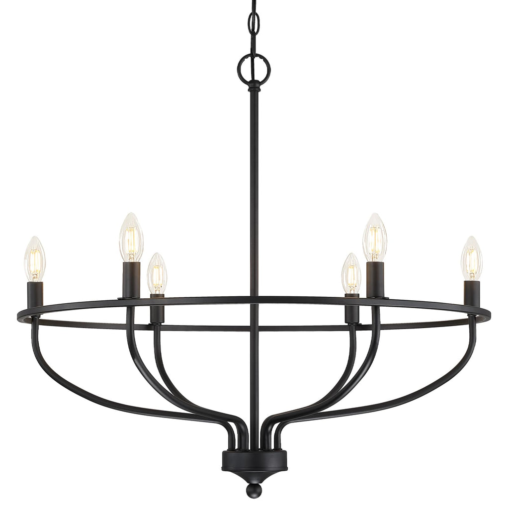 Silva Industrial Metal Candle Chandelier Black/Champagne Living Room/Bedroom