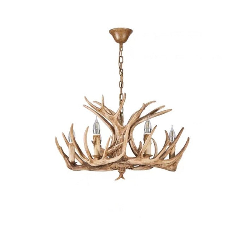 Silva Retro Deer Antlers Candle light Horn Resin Chandelier