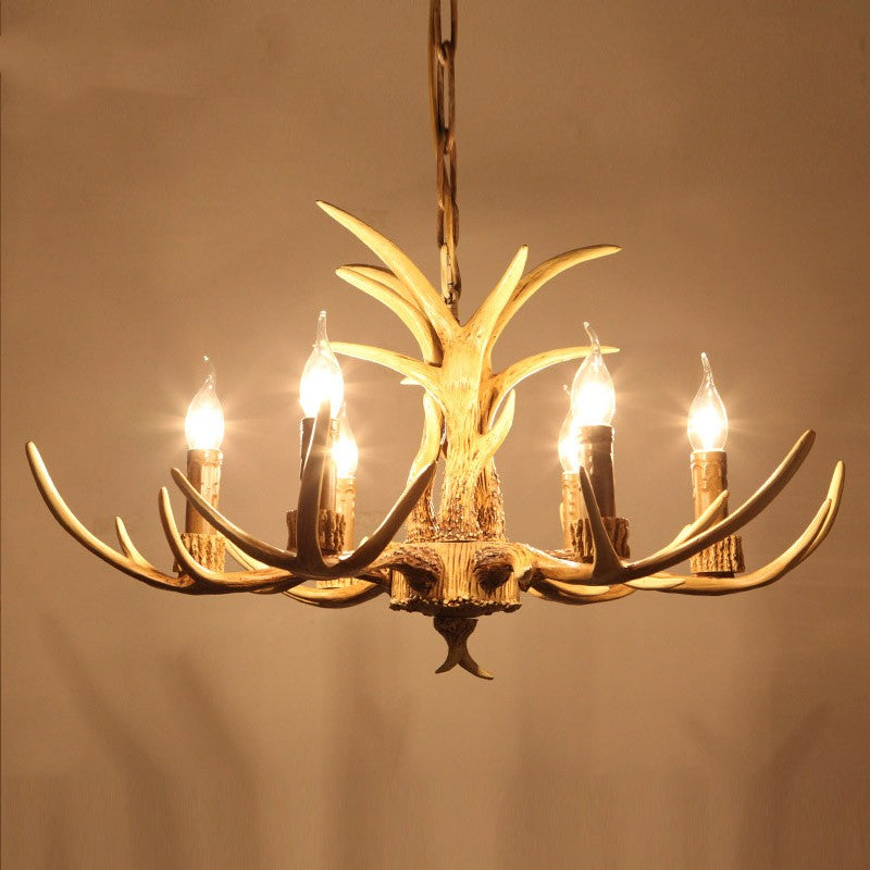 Silva Retro Deer Antlers Candle light Horn Resin Chandelier