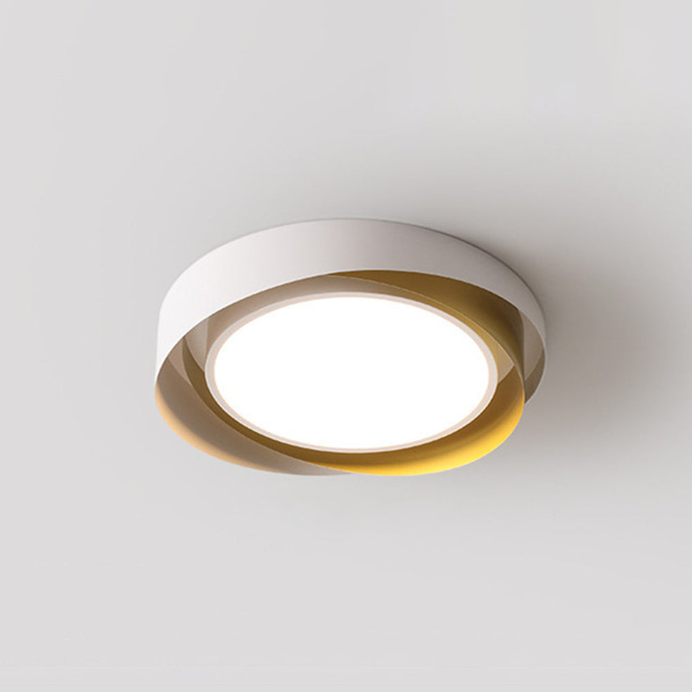 Arisha Modern Geometric Metal/ Flush Mount Ceiling Light, White/Gold
