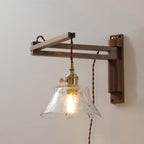 Muto Vintage Dome Ceramic/Wood Wall Lamp, Walnut/Wood/Clear