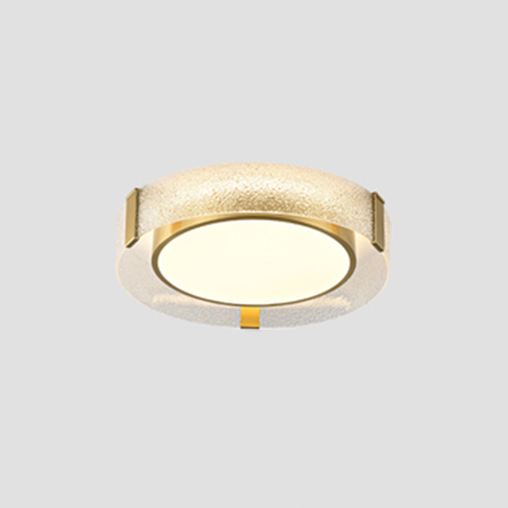 Arisha Modern Round Metal/Glass Flush Mount Ceiling Light, Gold