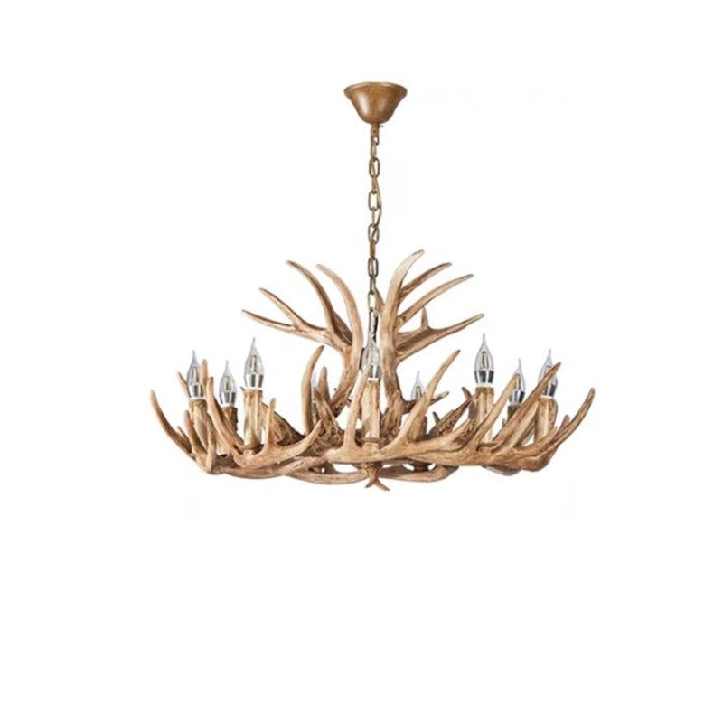 Silva Retro Deer Antlers Candle light Horn Resin Chandelier
