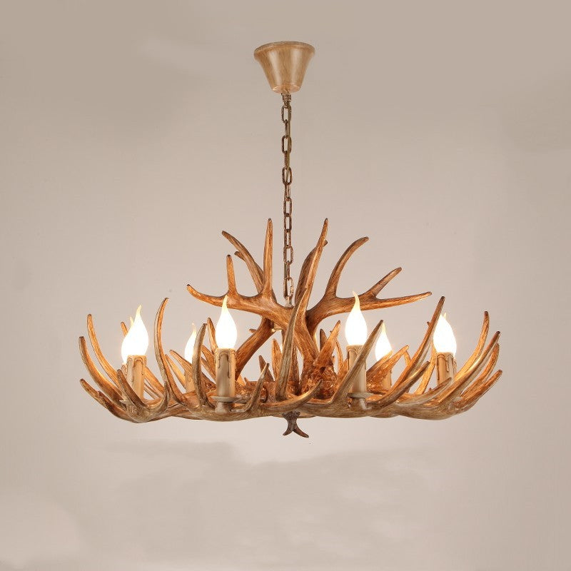 Silva Retro Deer Antlers Candle light Horn Resin Chandelier
