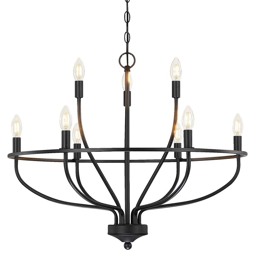 Silva Industrial Metal Candle Chandelier Black/Champagne Living Room/Bedroom
